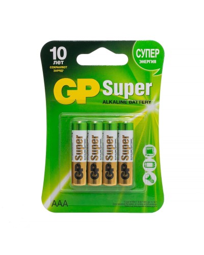 GP Super Alkaline 24A AAA (GP 24A-2CR4), упак. 4 шт. БЛИСТЕР. Алкалиновые батарейки. GP Batteries в Перми