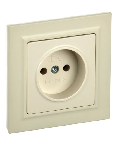 Розетка без з/к РС10-1-0-БрКр бежевый BRITE (BR-R10-10-K10). Розетка без заземления без защитных шторок. IEK в Перми