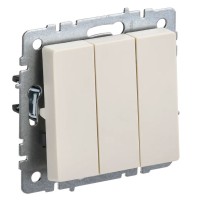 Выключатель 3-клавишный ВС10-3-0-БрКр бежевый BRITE (BR-V30-0-10-K10). Выключатель. IEK