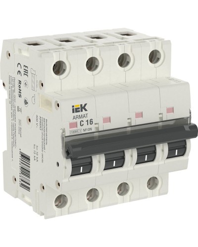 M10N 4P C 16А 10кА ARMAT (AR-M10N-4-C016). Автоматический выключатель. IEK в Перми
