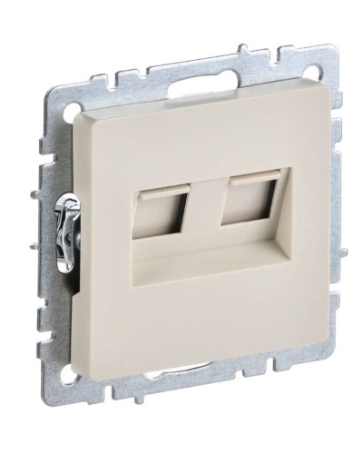 Розетка RJ45 РК10-2-БрКр кат.5E, бежевый BRITE (BR-K20-1-K10). Розетка компьютерная двойная. IEK в Перми