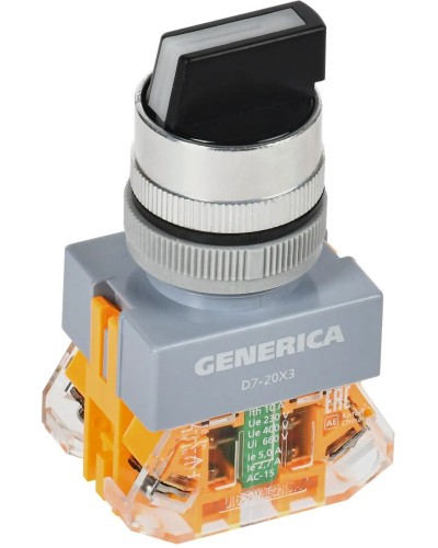 Переключатель D7-20X3 на 3 положения черный GENERICA (BSW50-20X3-3-21-3-K02-G). Переключатель. IEK в Перми