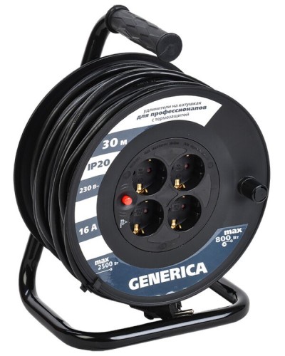 УК20 4 места 2P+PE, 20м GENERICA (WKP20-16-04-20-G). Удлинитель на катушке с термозащитой, 3х1,5кв.мм. IEK в Перми