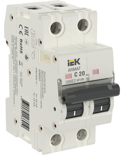 M10N 2P C 20А 10кА ARMAT (AR-M10N-2-C020). Автоматический выключатель. IEK в Перми