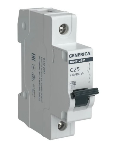 GENERICA ВА47-29М 1P C 25А 4,5кА (MVA21-1-025-C-G). Автоматический выключатель. IEK в Перми