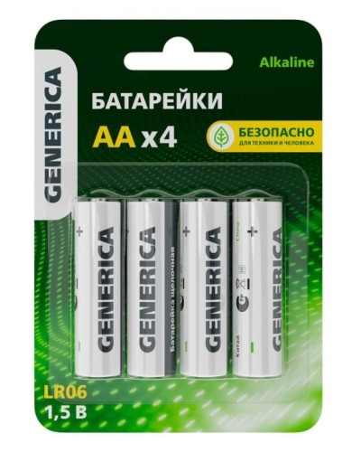 Батарейка Alkaline LR06/AA GENERICA (4 шт) (ABT-LR06-ST-L04-G). Батарейка щелочная. IEK в Перми