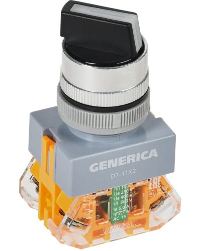 Переключатель D7-11X2 на 2 положения черный GENERICA (BSW50-11X2-3-21-2-K02-G). Переключатель. IEK в Перми