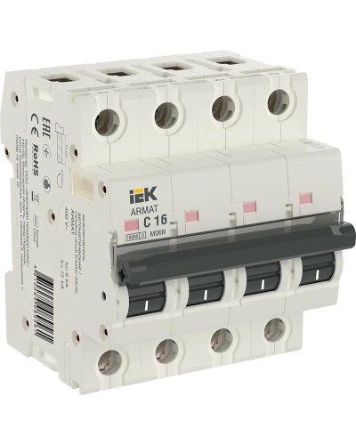 M06N 4P C 16А 6кА ARMAT (AR-M06N-4-C016). Автоматический выключатель. IEK в Перми