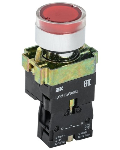 Кнопка LAY5-BW3461 с подсветкой красный 1з (BBT50-BW-K04). Кнопка с подсветкой. IEK в Перми