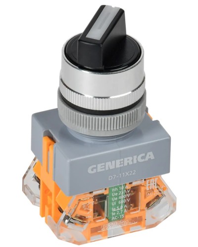 Переключатель D7-11X22 на 2 положения черный GENERICA (BSW50-11X22-3-22-2-K02-G). Переключатель с самовозвратом. IEK в Перми