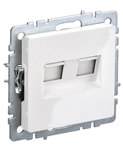 Розетка RJ45 РК10-2-БрБ кат.5E, белая BRITE (BR-K20-1-K01). Розетка компьютерная двойная. IEK в Перми