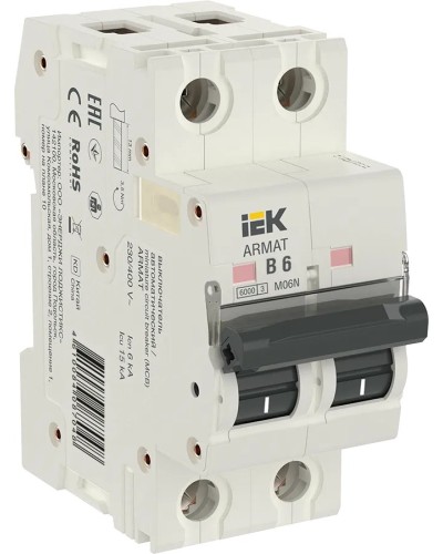 M06N 2P B 6А 6кА ARMAT (AR-M06N-2-B006). Автоматический выключатель. IEK в Перми