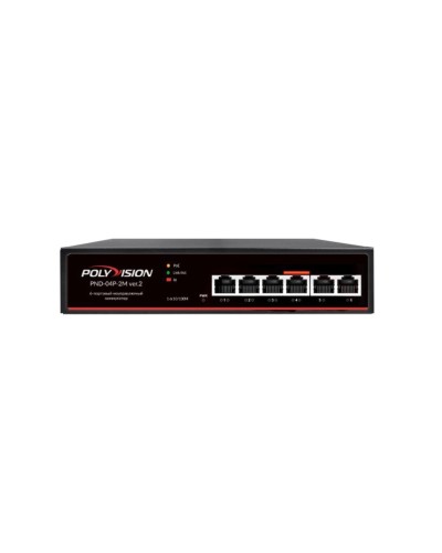 PND-04P-2M v.2. Коммутатор 6-портовый с функцией PoE. Polyvision в Перми
