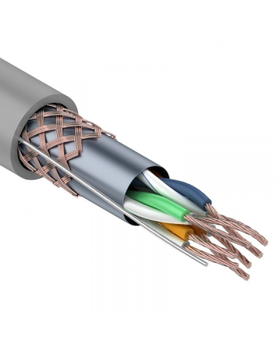 SF/UTP, CAT 5e, PVC, 4PR, 24AWG, INDOOR, STRANDED, серый, 305м, REXANT (01-0343). Кабель «витая пара» (LAN) для структурированных систем связи. Rexant в Перми