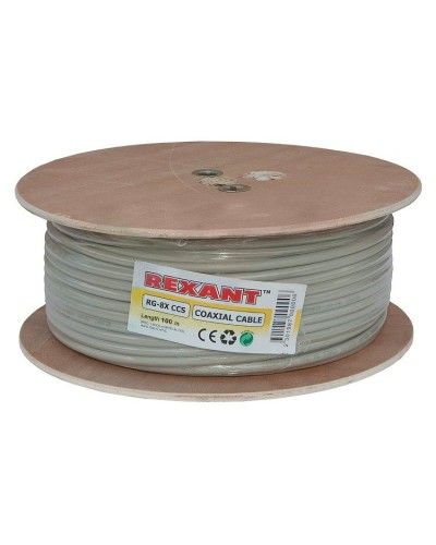 RG-8X, 50 Ом, CCS/Al/A, 75% (01-2021). Кабель коаксиальный радиочастотный. Rexant в Перми
