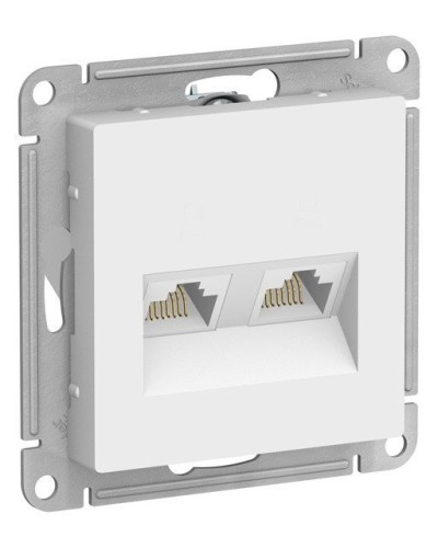 AtlasDesign розетка RJ45+RJ45, 2-местная, скрытой установки, механизм, белый (ATN000185). Розетка компьютерная. Systeme Electric в Перми
