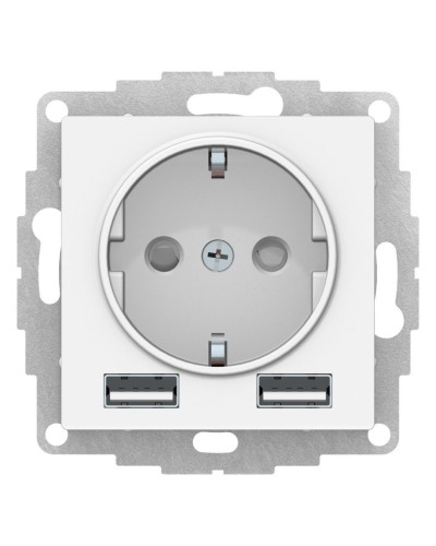 AtlasDesign розетка 1-местная с 2 USB A+A, скрытой установки, механизм, белый (ATN000130). Розетка с USB. Systeme Electric в Перми