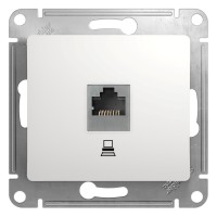 Glossa розетка RJ45 1-местная, кат. 5Е, скрытой установки, механизм, белый (GSL000181K). Розетка компьютерная. Systeme Electric