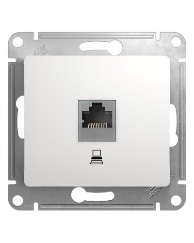 Glossa розетка RJ45 1-местная, кат. 5Е, скрытой установки, механизм, белый (GSL000181K). Розетка компьютерная. Systeme Electric в Перми