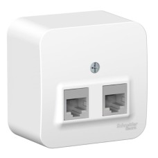BLANCA розетка RJ45 2-местная, кат. 5Е, открытой установки, белый (BLNIA045451). Розетка компьютерная с изолированной пластиной. Systeme Electric