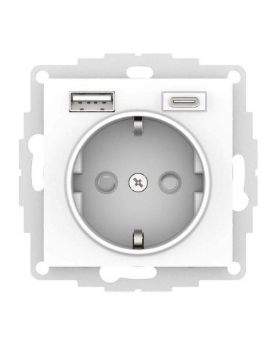 AtlasDesign розетка 1-местная с 2 USB A+C, скрытой установки, механизм, белый (ATN000132). Розетка с USB. Systeme Electric в Перми