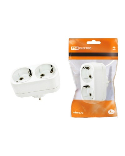 Блок на 2 гнезда 2П+З плоский 16А 250B TDM (SQ1806-0026). Розетка. TDM ЕLECTRIC в Перми
