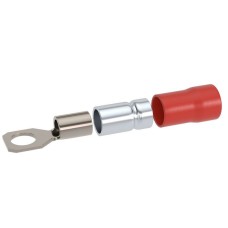 Наконечник НКИ 0,25-1,5 М5 (D5,3мм) с отверстием под винт (100 шт) (2A5P-DS-PVC). Наконечник с отверстием под винт и изолированным фланцем ПВХ, двойная гильза. ДКС