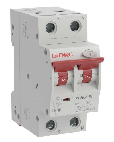 YON max MDR, 1P+N, 30mA, 63A, 6kA, А (MDR63N-1N2C63-A). Автоматический выключатель дифференциального тока. ДКС в Перми