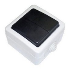 Переключатель двухклавишный 2-полюсный с 2 мест EF602SA, серый, LK Aqua (80006). Переключатель. Экопласт
