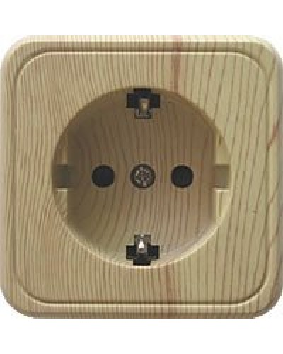 Розетка одинарная открытой установки с з/к, сосна, LK Standard (813225). Розетка с заземляющими контактами и защитными шторками. Экопласт в Перми