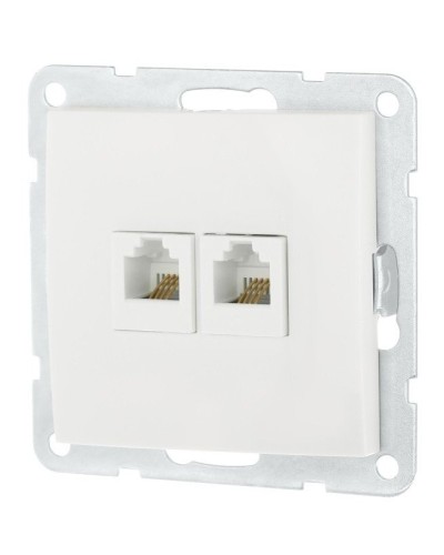 Розетка телефонная двойная 2xRJ-12 с накладкой, белый LK60 (865604-1). Розетка телефонная. Экопласт в Перми