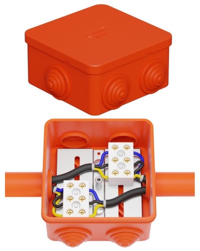 Коробка JBS080 85х85х50, 6 вых., 3P (0,15-10,0 мм²) (43301HF). Коробка монтажная, огнестойкая, без галогена. Экопласт в Перми