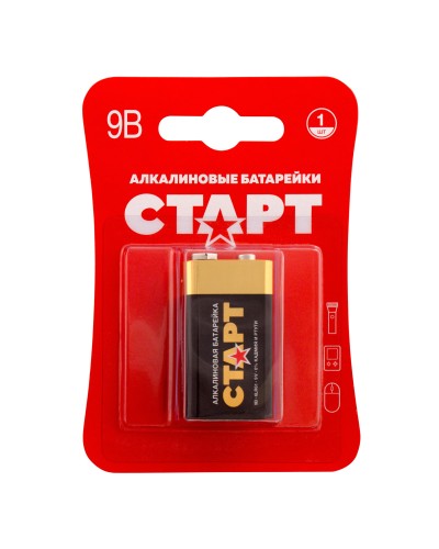 СТАРТ 6LR61-BL1 (9 В, Крона,  6LR61), БЛИСТЕР. Алкалиновая батарейка. СТАРТ в Перми