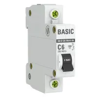 Автоматический выключатель 1P 6А (C) 4,5кА ВА 47-29 Basic (mcb4729-1-06C). Автоматический выключатель. EKF