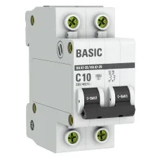 Автоматический выключатель 2P 10А (C) 4,5кА ВА 47-29 Basic (mcb4729-2-10C). Автоматический выключатель. EKF