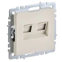 Розетка RJ45 РК10-2-БрКр кат.5E, бежевый BRITE (BR-K20-1-K10). Розетка компьютерная двойная. IEK