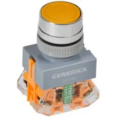 Кнопка D7-11BN d=22мм желтая GENERICA (BBT50-11BN-3-22-K05-G). Кнопка управления. IEK