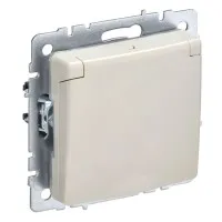 Розетка с з/к РСбш10-3-БрКр бежевый BRITE (BR-R16-16-K10). Розетка с заземлением с защитными шторками и крышкой. IEK