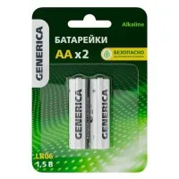 Батарейка Alkaline LR06/AA GENERICA (2 шт) (ABT-LR06-ST-L02-G). Батарейка щелочная. IEK