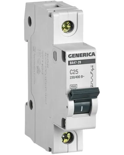GENERICA ВА47-29 1P C 25А 4,5кА (MVA25-1-025-C). Автоматический выключатель. IEK в Перми