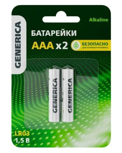 Батарейка Alkaline LR03/AAA GENERICA (2 шт) (ABT-LR03-ST-L02-G). Батарейка щелочная. IEK в Перми