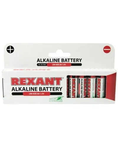 Алкалиновая батарейка AA/LR6 1,5 V 12 шт. REXANT (30-1026). Элемент питания. Rexant в Перми