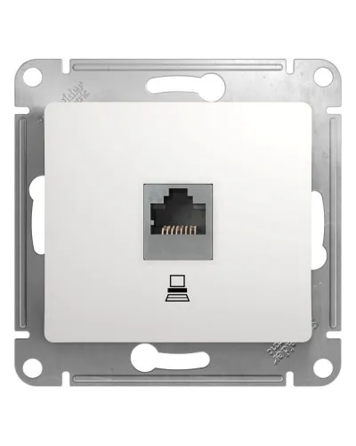 Glossa розетка RJ45 1-местная, кат. 5Е, скрытой установки, механизм, белый (GSL000181K). Розетка компьютерная. Systeme Electric в Перми