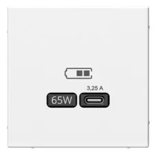 ArtGallery розетка USB тип-С 65Вт высокоскоростной заряд. QC, PD, скрытой установки, механизм, белый (GAL000127). Розетка USB. Systeme Electric