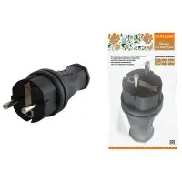 Вилка прямая 2Р+РЕ 16А 250В IP44 (SQ0612-0001). Вилка прямая каучук. TDM ЕLECTRIC