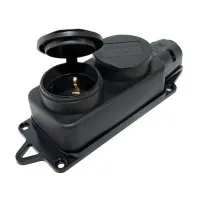 Розетка двухместная 2Р+РЕ 16А 250В IP44 (SQ0612-0037). Розетка двухместная с заглушками каучук. TDM ЕLECTRIC