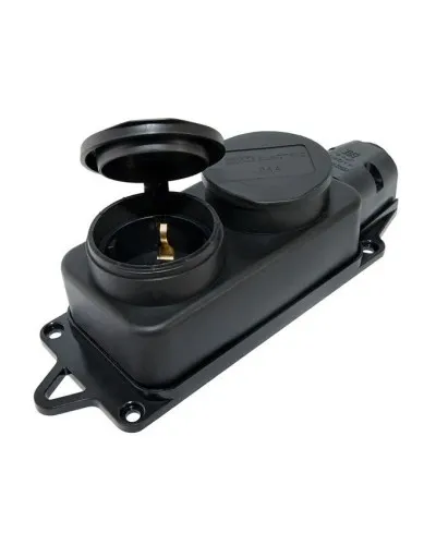 Розетка двухместная 2Р+РЕ 16А 250В IP44 (SQ0612-0037). Розетка двухместная с заглушками каучук. TDM ЕLECTRIC в Перми