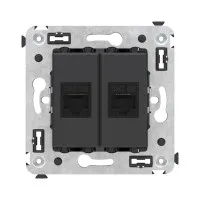 Розетка RJ-45 в стену, кат.5E, Avanti, двойная, черный матовый (4412664). Розетка компьютерная. ДКС