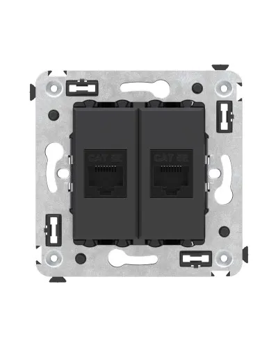 Розетка RJ-45 в стену, кат.5E, Avanti, двойная, черный матовый (4412664). Розетка компьютерная. ДКС в Перми