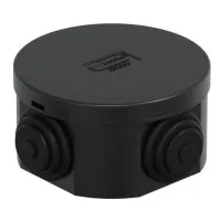Коробка JBR065 D=65х35, 4 вых., IP44, черная (44004BL-1). Коробка монтажная. Экопласт